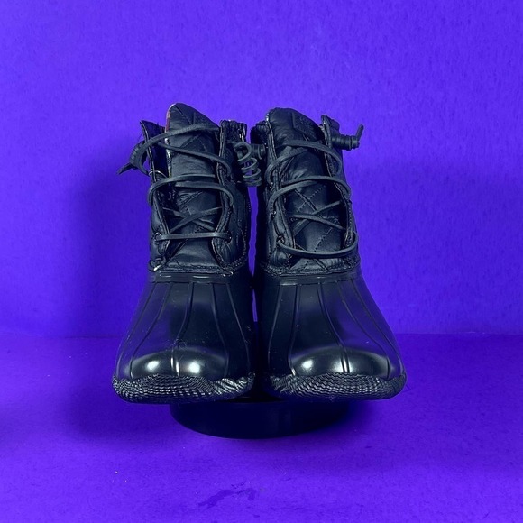 Sperry Women's Black Saltwater Nylon Quilted Rain/Duck Boots Shoe Size 10 -NEW - Picture 2 of 10